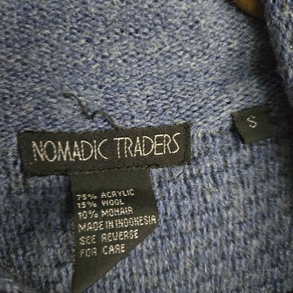 Normadic Trading Wool Blend Sleeveless Sweater Womens SZ S Blue - Picture 3 of 4